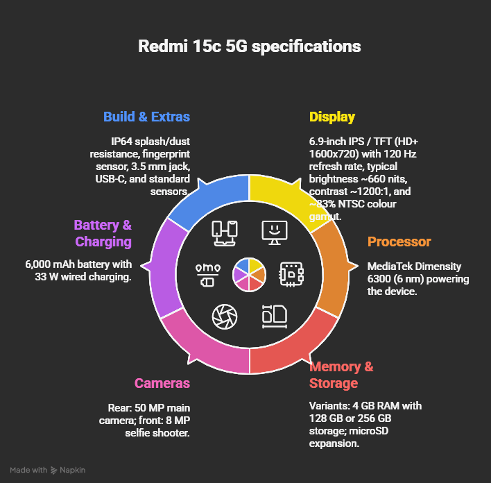 Redmi 15C 5G Key Specs and Features