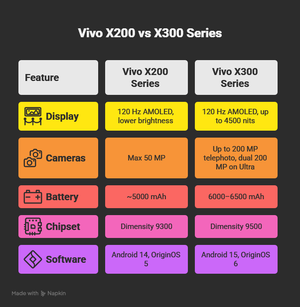 Vivo X300 vs Vivo X200 Series