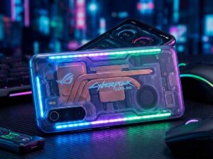 Liquid cooling gaming phone with active thermal management system showing vapor chamber heat dissipation channels and cooling fan vents