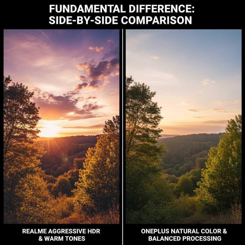 Realme GT 8 Pro vs OnePlus 15 camera comparison: side-by-side portrait and landscape photos showing color tuning, skin tone accuracy, and HDR differences