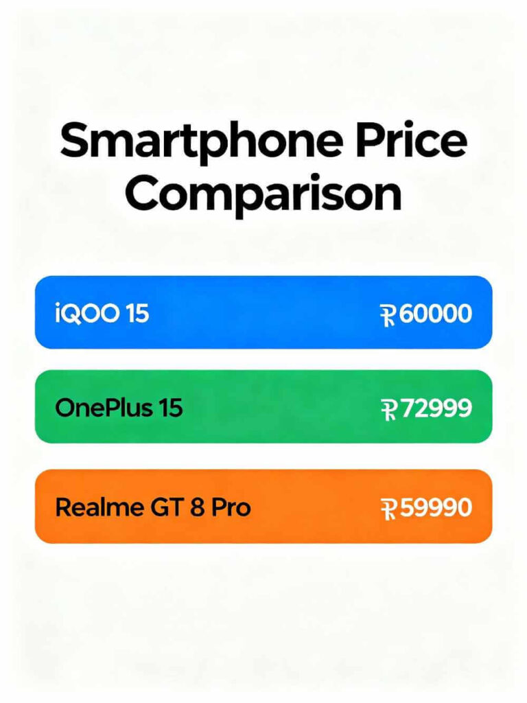 iQOO 15 Price Comparison. See how iQOO stacks against its competitors in price