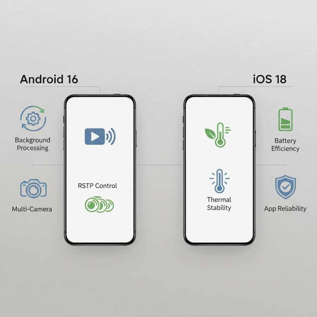 AI Security Cameras 2025 OS comparison: Android 16 vs iOS 18 for monitoring and alerts