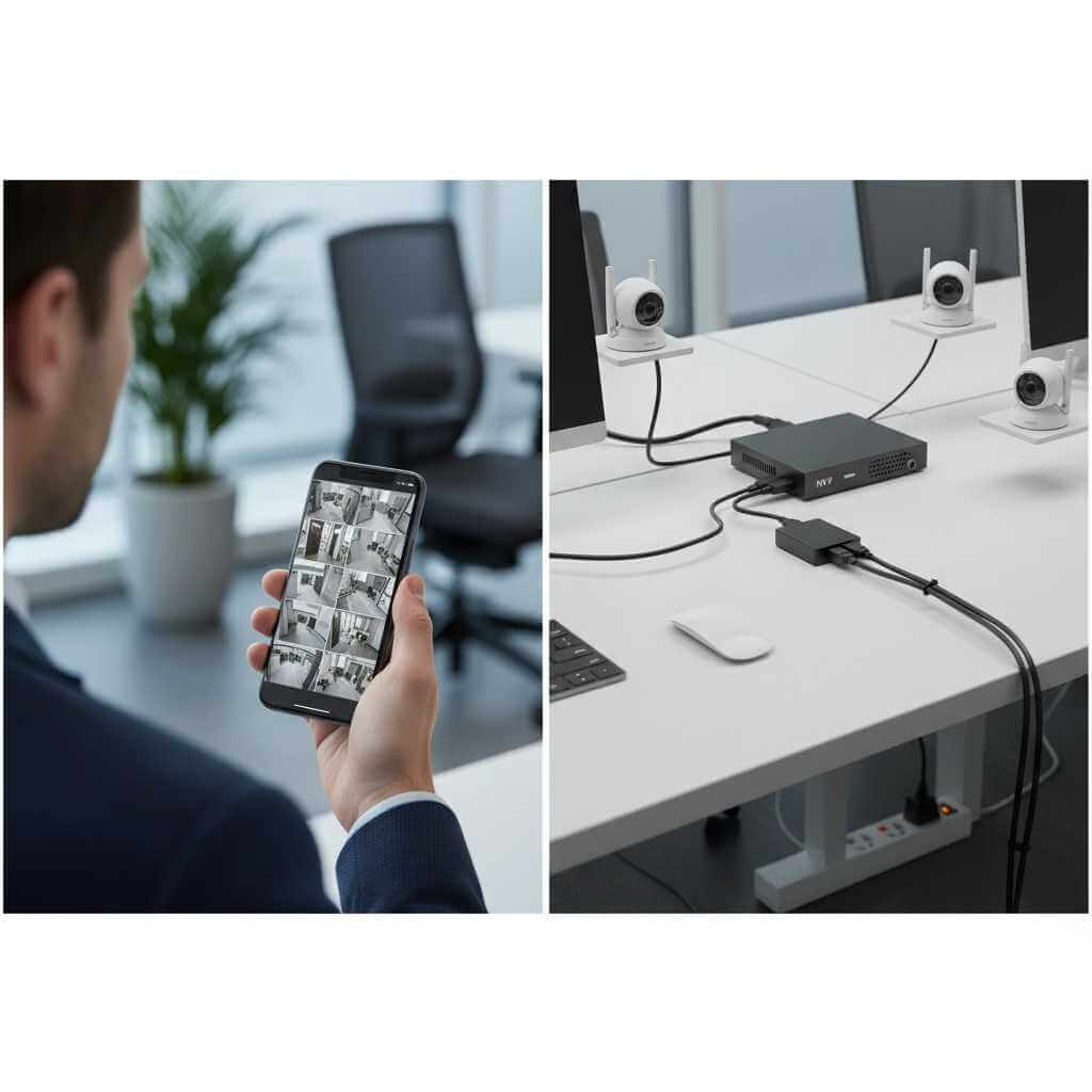 Comparison of AI Security Cameras 2025 monitoring via smartphone vs dedicated NVR camera system