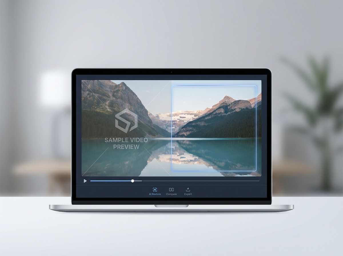AI watermark removal shown on a video editing screen (before/after).