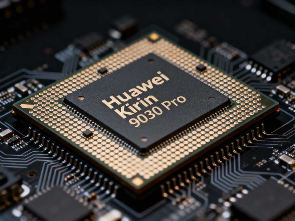 Huawei Kirin 9030 Pro mobile processor showing advanced semiconductor architecture and multi-core configuration