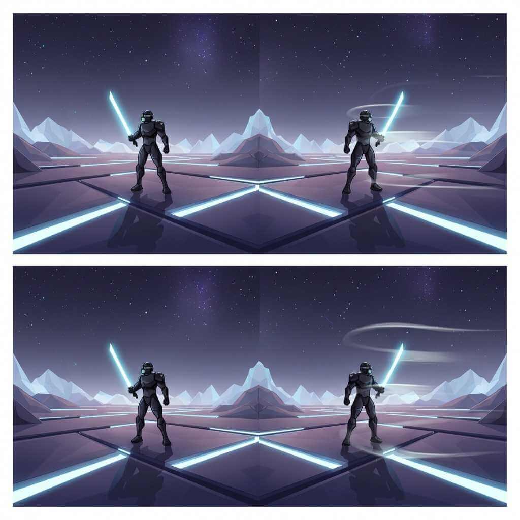 Illustration of reprojection-style ghosting that can look like blur during head movement.