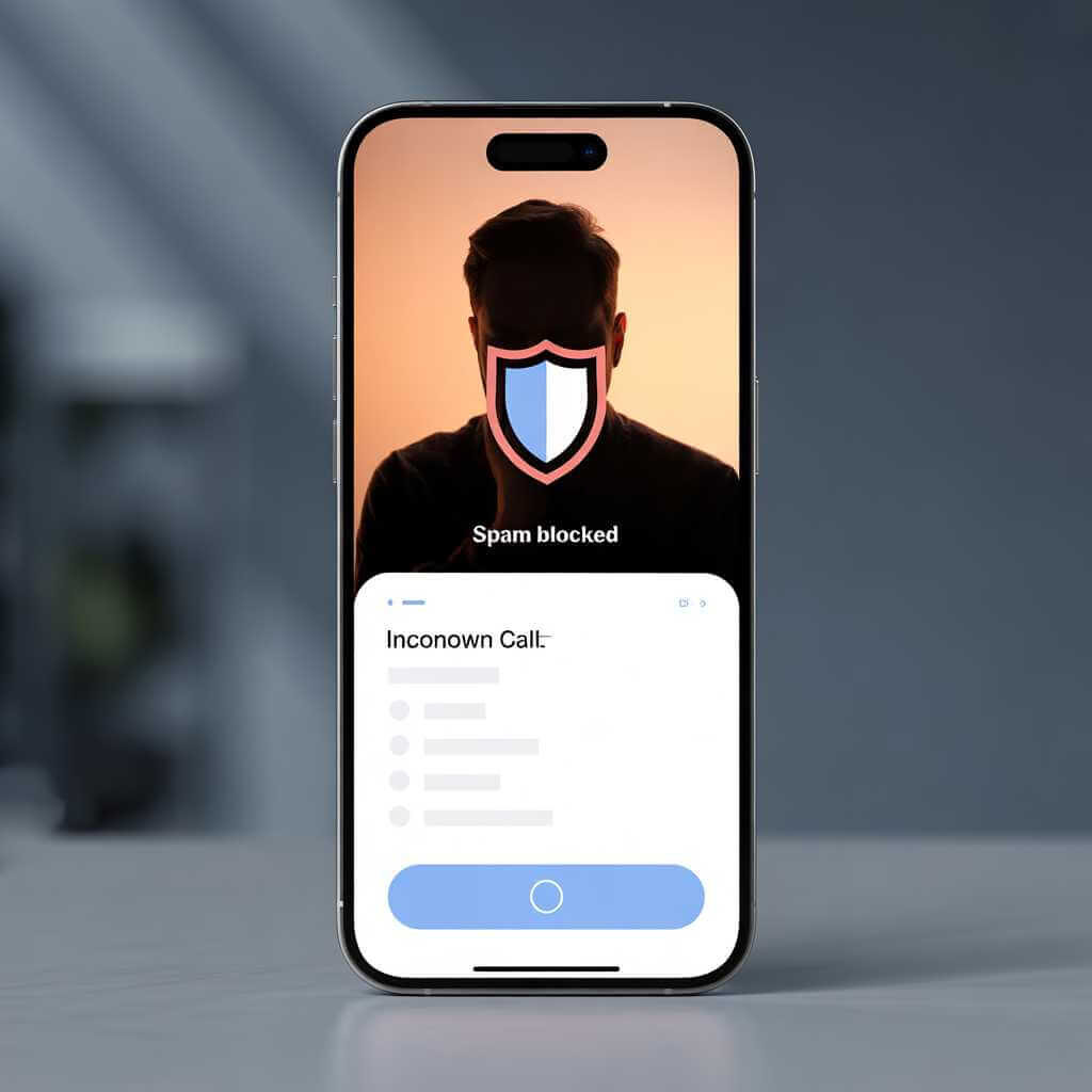 Smartphone showing call screening and spam protection concept