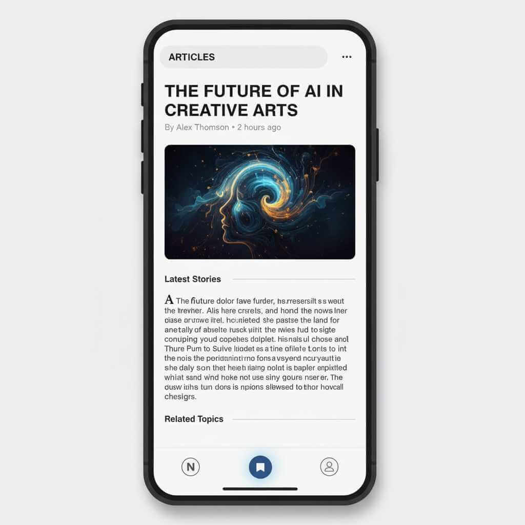 iOS-style content-first layout with calm spacing and clear navigation
