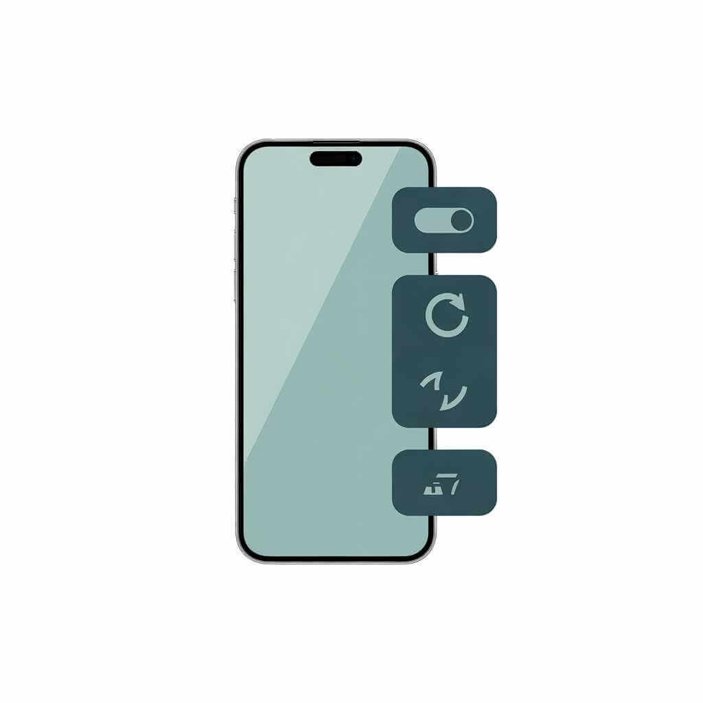 Icons showing airplane mode, restart, and updates for 5G fixes