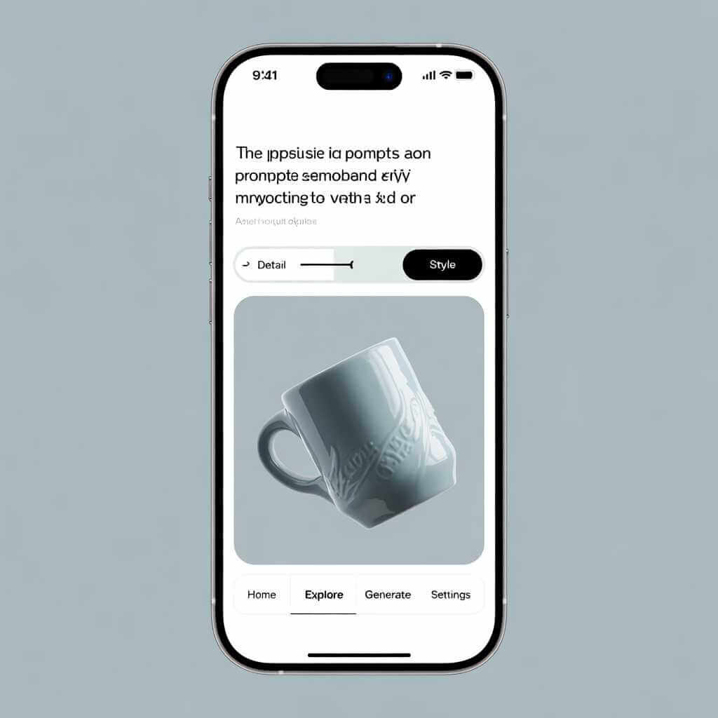 Mobile interface concept for writing a text-to-3D prompt.