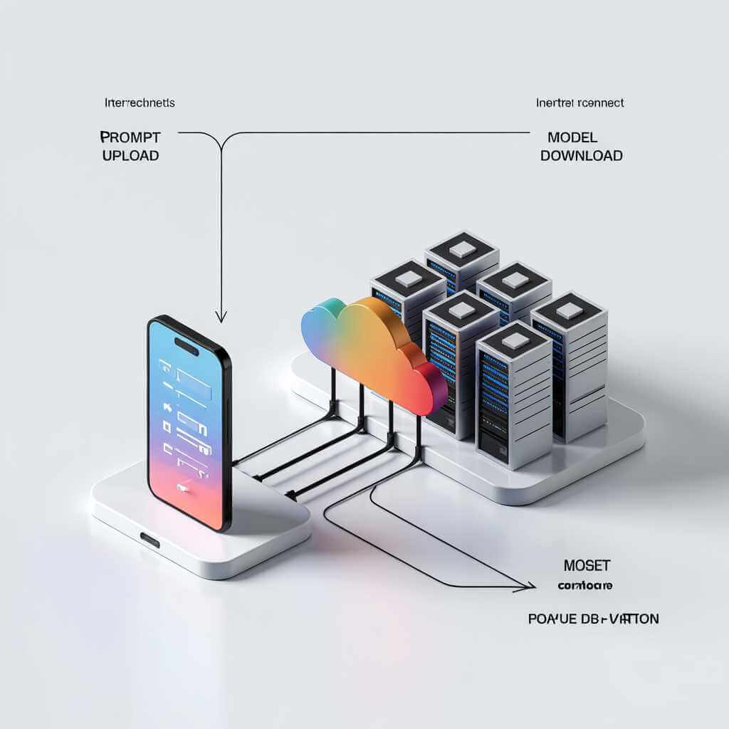 Diagram showing phone-to-cloud server-side 3D generation.