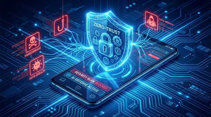 Zero-Trust behavioral protection shield securing smartphone from cyber threats