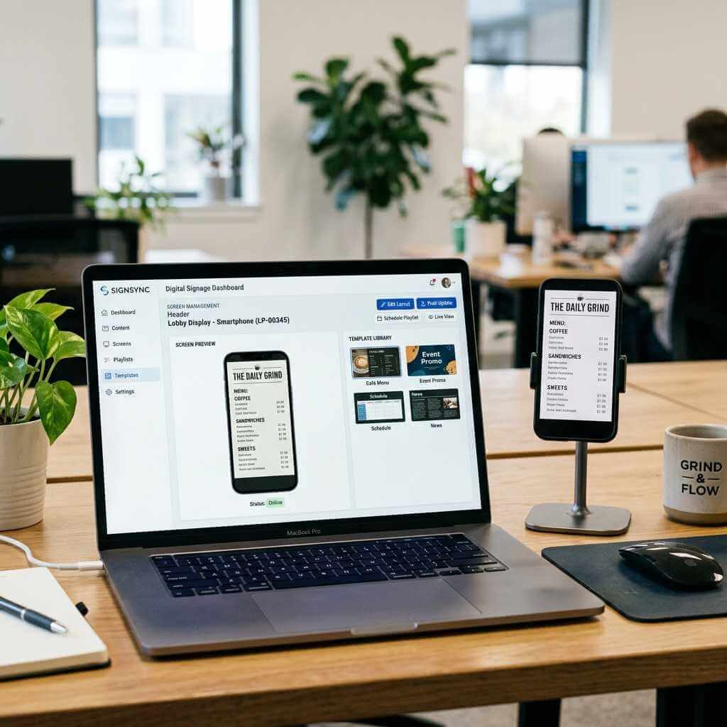 digital signage dashboard controlling android phone display remotely