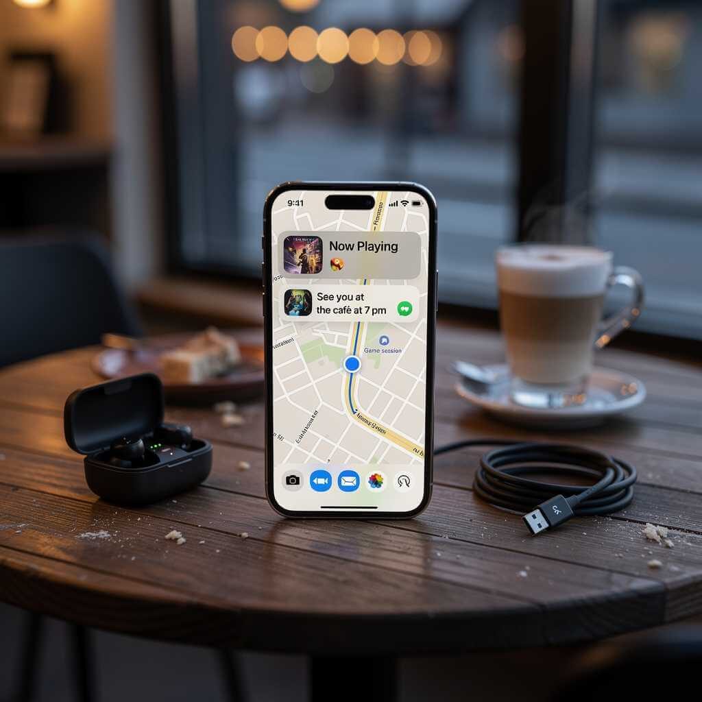 iPhone 16 used throughout the day for maps, music, messaging, and gaming