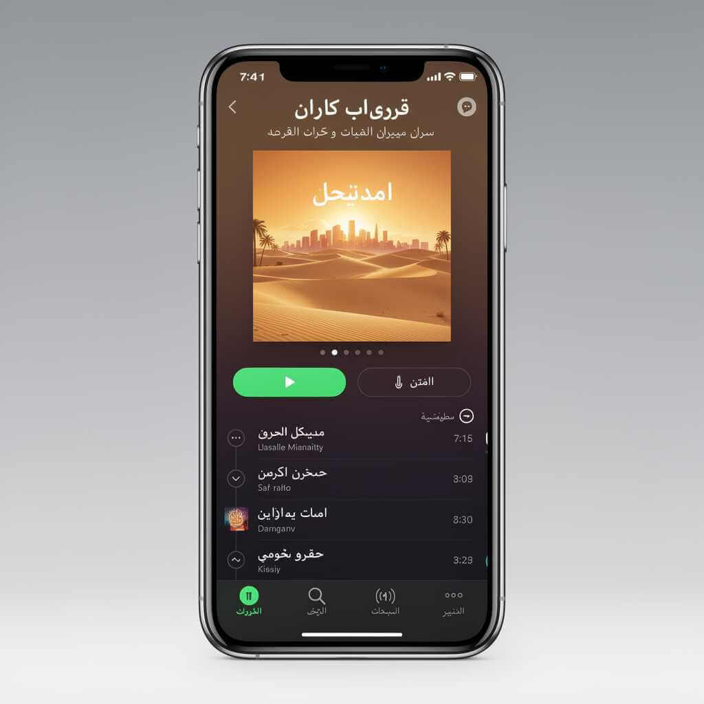 Spotify app localization example in Arabic — RTL layout and natural phrasing